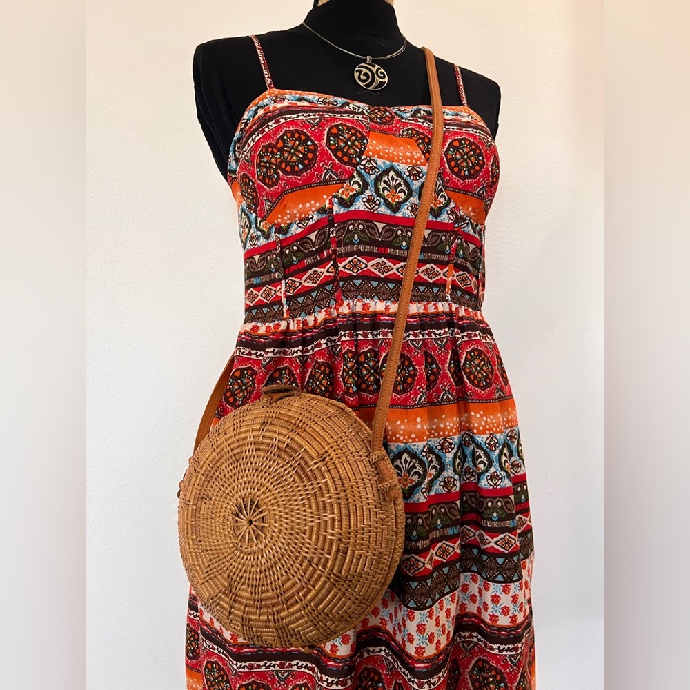 PINK Victoria’s Secret Boho Sundress | Size L | Red Orange Print